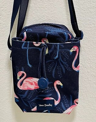 #ad Vera Bradley Deluxe Water Bottle Crossbody Bag in Flamingo Party NWT