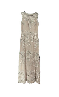 Alex Evening Women#x27;s Sleeveless Long Embroidered Gown with Sequins Size 8 $94.99