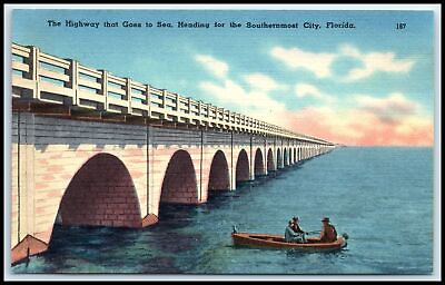 #ad Postcard Highway The Goes To Sea Florida New Overseas Highway Sarasota FL B34