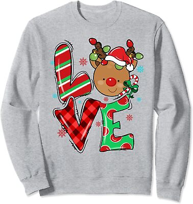 #ad Cute Reindeer Rudolph Red Nose Christmas Xmas Unisex Crewneck Sweatshirt
