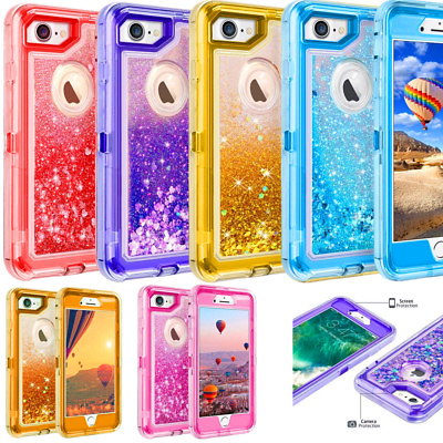 #ad For iPhone 6 6S Plus Liquid Glitter Heavy Duty Transparent Case Cover