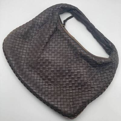 #ad BOTTEGA VENETA Intrecciato Hobo Bag Shoulder Bag Handbag Leather Brown #H0540