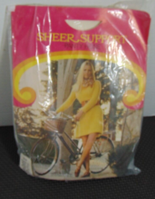 #ad NOS Vintage 70s Sheer Support Pantyhose Beige Nylon Spandex Hosiery Sz M T