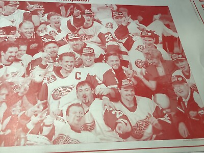 #ad Detroit Red Wings 1997 NHL Champions. Detroit Free press Reverse Image On Metal.