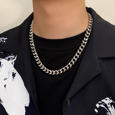 #ad New Stainless Steel 8MM Necklace Hip Hop Jewelry Titanium Necklace Male