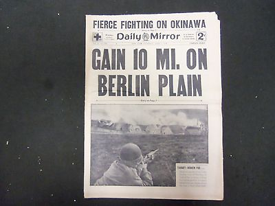 #ad 1945 APRIL 5 NEW YORK DAILY MIRROR GAIN 10 MI. ON BERLIN PLAIN NP 2235