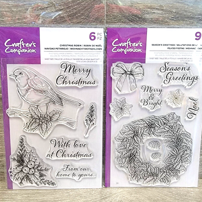 #ad Merry Christmas Holiday Bird Robin Wreath Photopolymer Stamps 15 Bow Noel Holly