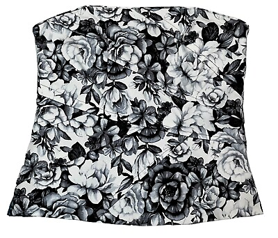 #ad WHBM Womens Bustier sz 6 Floral Blk Wht After Thought BW Side zip Halter