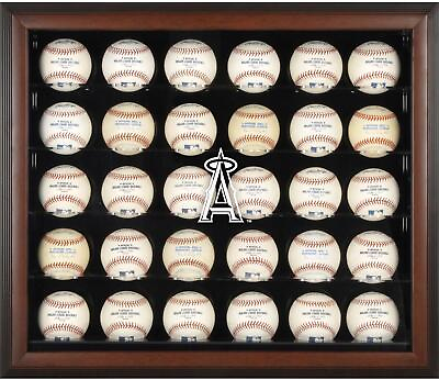 #ad Angels Logo Brown Framed 30 Ball Display Case Fanatics