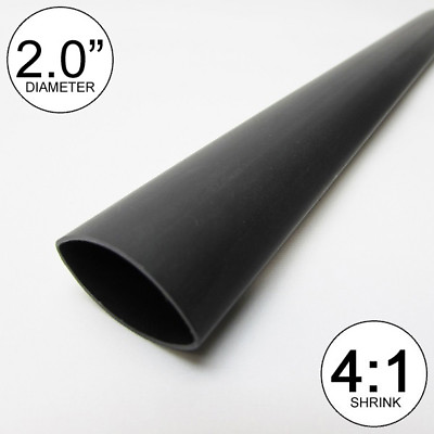 #ad 1 FT 2quot; Black Heat Shrink Tube 4:1 Dual Wall Adhesive 2.0quot; inch foot to 52mm