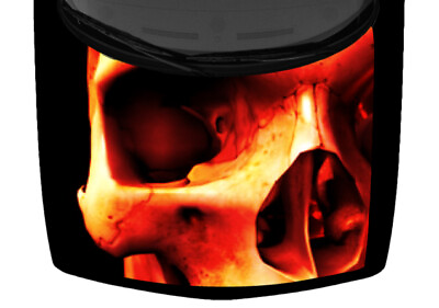 #ad Realistic Large Skull Eye Orange Black Hood Wrap Vinyl Car Truck Graphic Decal