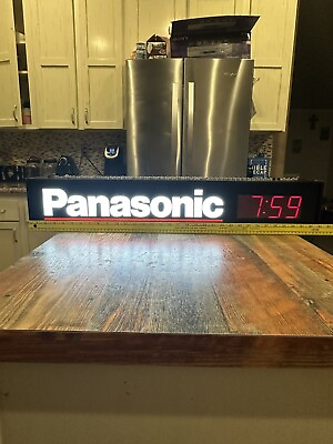 #ad VINTAGE PANASONIC DUALITE SIGN DIGITAL CLOCK LIGHT WITH LED LIGHT REPLACEMENT