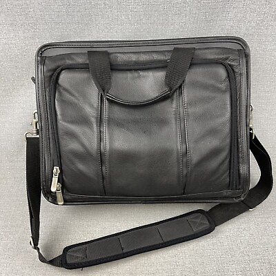 Compaq Computer Laptop Bag Briefcase Messenger Bag Faux Black Leather Organizer