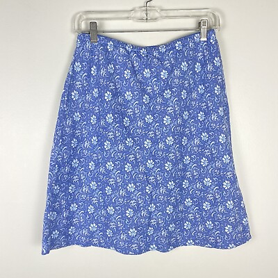 #ad J.Jill Women#x27;s Small Petite Linen Skirt Short A Line Blue Dainty Floral Feminine
