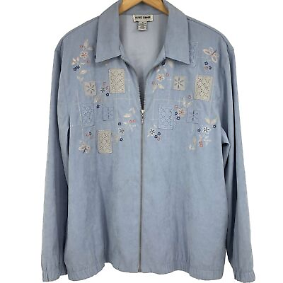 #ad Womens Alfred Dunner Size 18 Jacket Powder Blue 2080 Embellished Grandmacore