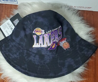#ad New Bucket Hat Los Angeles Lakers Camo Tye Dye Purple Black ONE SIZE