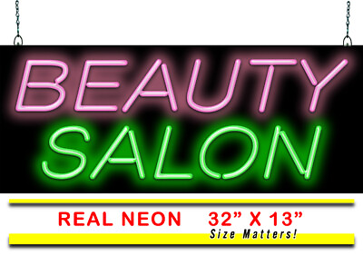#ad Beauty Salon Neon Sign Jantec 32quot; x 13quot; Cut Color Roller Set Curl Trim