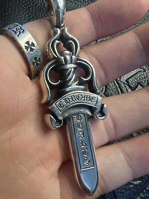 #ad Rare AUTHENTIC Chrome Hearts Sterling Silver 925 Large Dagger Pendant