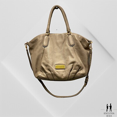 #ad Marc by Marc Jacobs Classic Q Fran Beige Leather Hobo Shoulder Bag Excellent