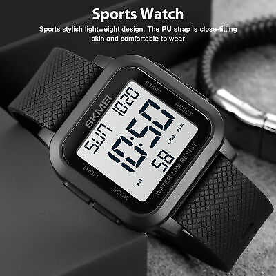 #ad Fashion Men#x27;s Sport Watch LED Casual Digital Waterproof Multifunction Wristwatch