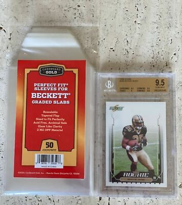 #ad CARDBOARD GOLD 50 Count Bag Beckett Perfect Fit Graded Slab Sleeves #6508