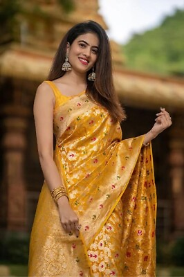 #ad Saree Indian Wedding Party Wear Pakistani Designer Banarasi Soft Silk Sari