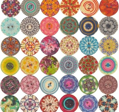 #ad Bag of 100 Buttons Multicolored Various Sizes Decorative Wooden Buttons