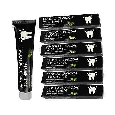 #ad FLUORIDE FREE MINT TOOTHPASTE Natural Bamboo Activated Charcoal Teeth Whitening