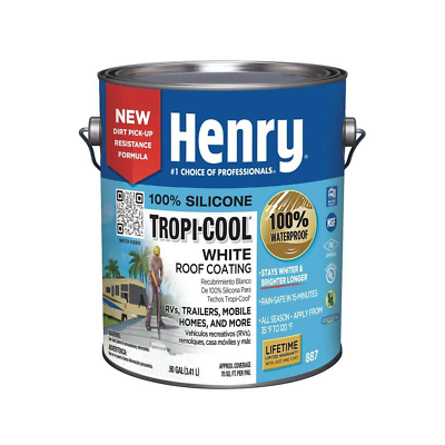 #ad NEW Henry 887 Tropi Cool 0.90 Gal. 100% Silicone White Roof Coating Waterproof