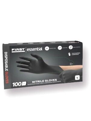 #ad First Glove Black Nitrile Light Industrial Disposable Gloves 3 Mil Latex Free