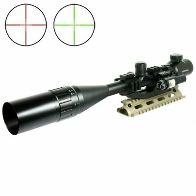 #ad 6 24x50 Rifle Scope R G Mil dot PEPR Mount Sunshade Red Laser Sight