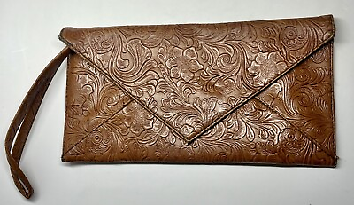 #ad Kimchi Blue Brown Clutch Purse Handbag Foldover Woven Detail Vegan Leather