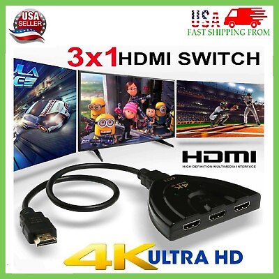 #ad 3 x Port HDMI Splitter Cable 1080P Switch Switcher HUB Adapter for HDTV PS4 Xbox