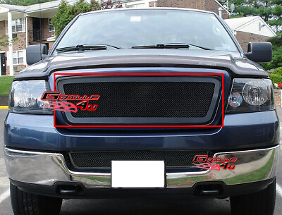 #ad Fits 04 08 Ford F 150 Main Upper Black Stainless Steel Mesh Grille Insert