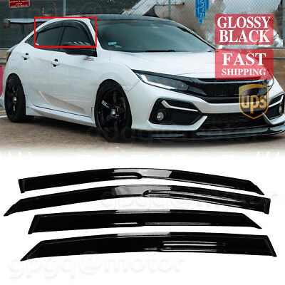 #ad For Civic Hatchback 2016 2021 JDM Mugen Style Window Visor Rain Guard Deflector