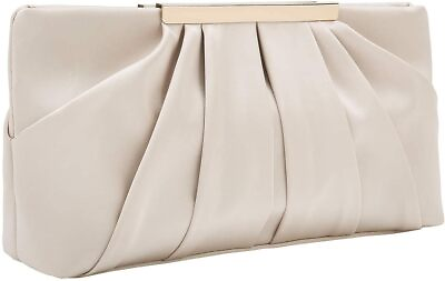 #ad CHARMING TAILOR Clutch Evening Bag Elegant Pleated Satin Formal Handbag Simple C