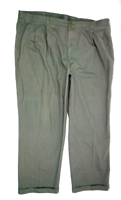 #ad Botany 500 Men#x27;s Khaki 100% Cotton Pleated Front Green Cuffed Casual Pants 47 L