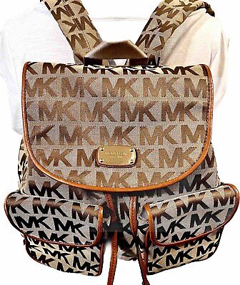 #ad Michael Kors Jet Set Large Backpack Beige Mocha