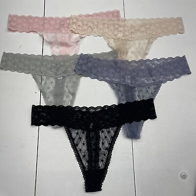 #ad Women’s 5 Pack Mesh Lace Star printed Thongs Multicolored Size XXL