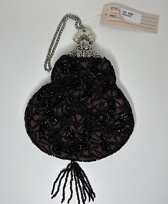#ad #ad Vintage black beaded evening bag