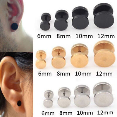 #ad Titanium Steel Stud Earrings Hypoallergenic for Women Men Round Disc Earrings