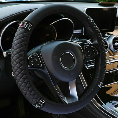 #ad PU Leather Diamond Car Steering Wheel Cover Universal Accessories For 15#x27;#x27; 38cm