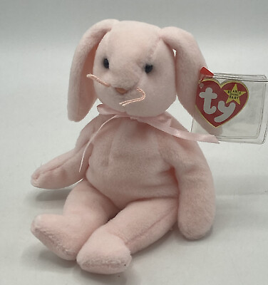 #ad Vintage Ty Beanie Babies 1996 Hoppity The Pink Bunny Rabbit Plush