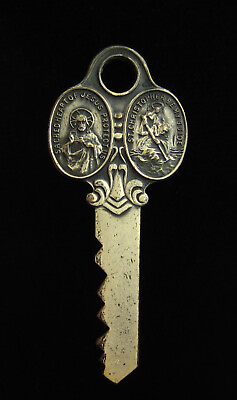 #ad Vintage Catholic Key Medal Religious Holy Sacred Heart Saint Christopher