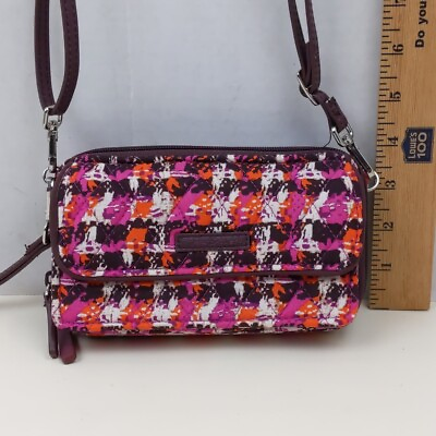 #ad Vera Bradley Crossbody Wallet Purse Women#x27;s Purple Floral Bag Organizer RFID