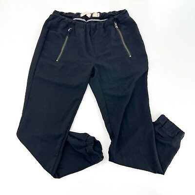 #ad Hei Hei Womens Sz 25 Black Jogger Pant Tapered Leg Elastic Waist Zipped Pockets