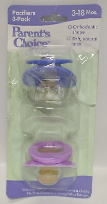 #ad Parents Choice New Open 2 Pack Orthodontic Natural Latex Pacifiers 3 18 Month