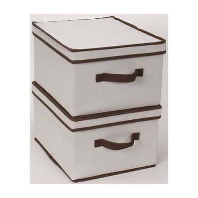 #ad Household Essentials Large Canvas Storage Box with Brown Trim Durable News