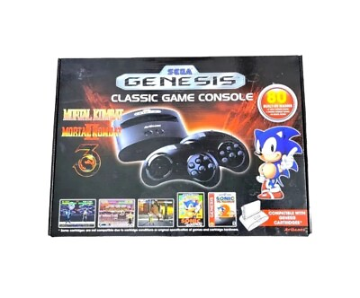 #ad Sega Genesis Classic Game Console 80 Built Games Black New Open Box Great Gift