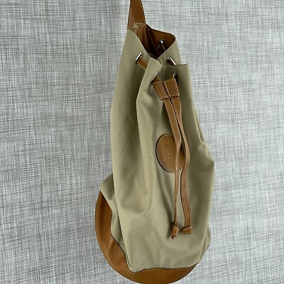 #ad Piel Outdoor drumb shoulder Bag Leather Nylon tan